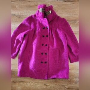 2007 Gianfranco Ferre ITALY MADE Magenta Boiled Wool Mohair Blend Coat 42 US S/M